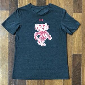 Under Armour Charcoal Tee with Bucky Badger